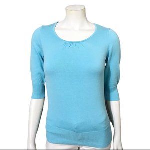 Leo & Nicole Blue 3/4 Sleeve Scoop Neck Sweater